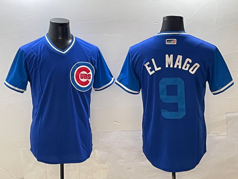 Men's Chicago Cubs Javier Baez #9 Royal Replica Player Jersey1 baseball jersey product view 1