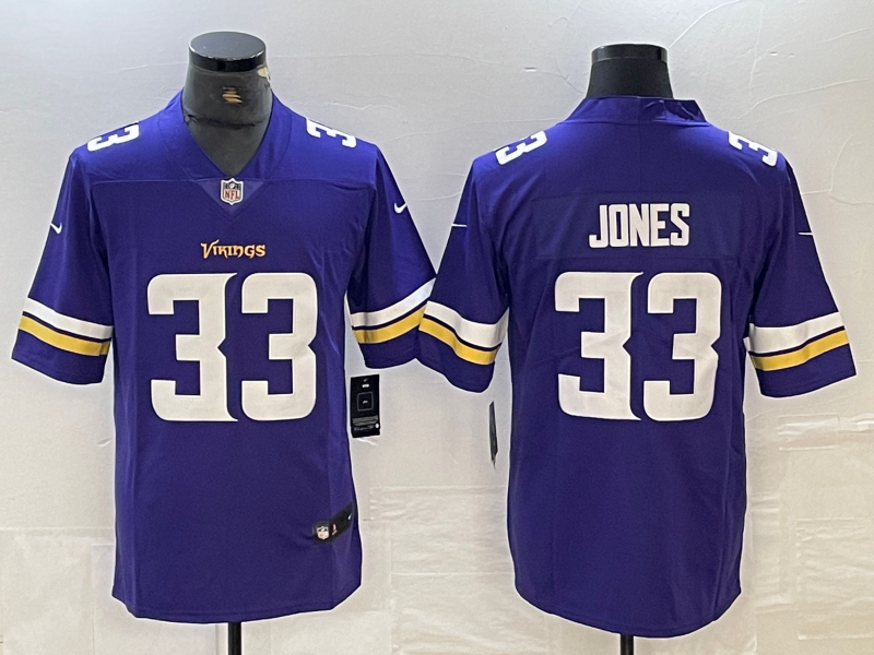 Men's Minnesota Vikings Aaron Jones #33 Purple Player Game Jersey1 football jersey product view 1