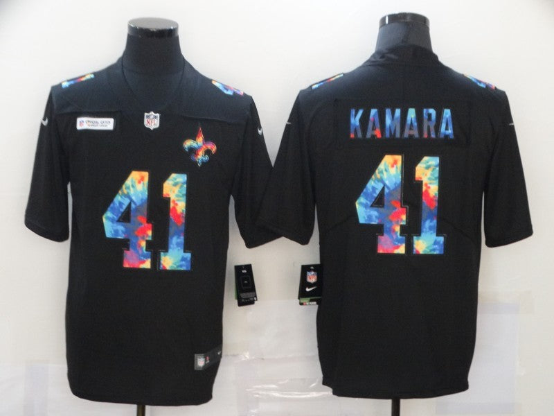 Men's New Orleans Saints Alvin Kamara #41 Black Game Player Jersey1 football jersey product view 1