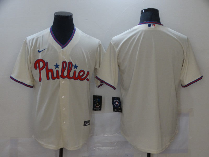 Men's Philadelphia Phillies Beige Replica Blank Jersey1 baseball jersey product view 1