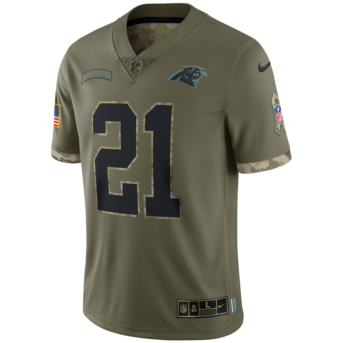 Jeremy Chinn Carolina Panthers Nike 2022 Salute To Service Limited Jersey - Olive football jersey product view 2