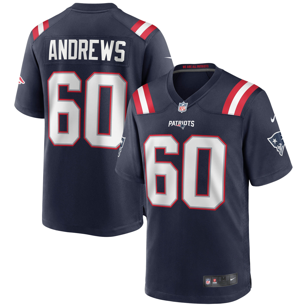 David Andrews New England Patriots Nike Game Jersey - Navy football jersey product view 1