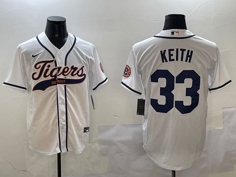 Men's Detroit Tigers Colt Keith #33 White Player Jersey1 baseball jersey product view 1