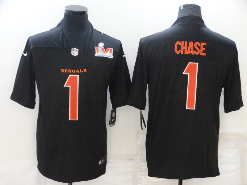 Men's Cincinnati Bengals Ja'Marr Chase #1 Black Player Game Jersey2 football jersey product view 1
