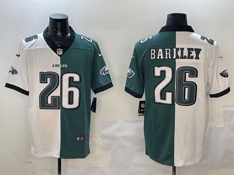 Men's Philadelphia Eagles Saquon Barkley #26 White/Green Game Player Jersey1 football jersey product view 1