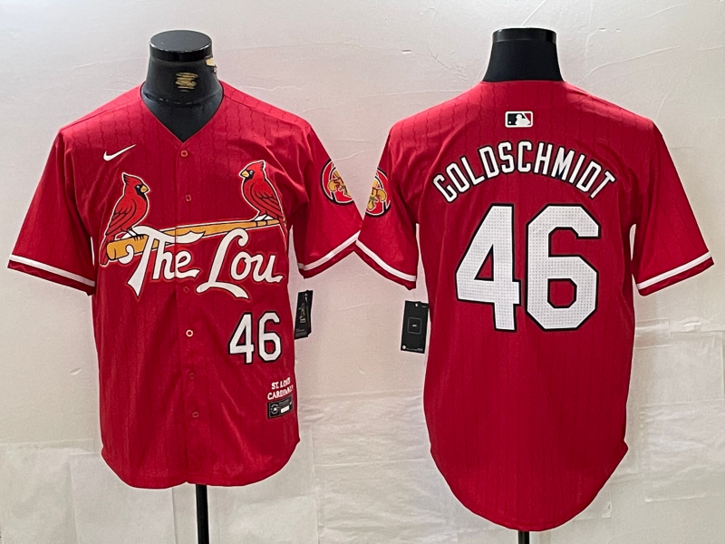 Men's St. Louis Cardinals Paul Goldschmidt #46 Red 2024 City Connect Limited Player Jersey1 baseball jersey product view 1