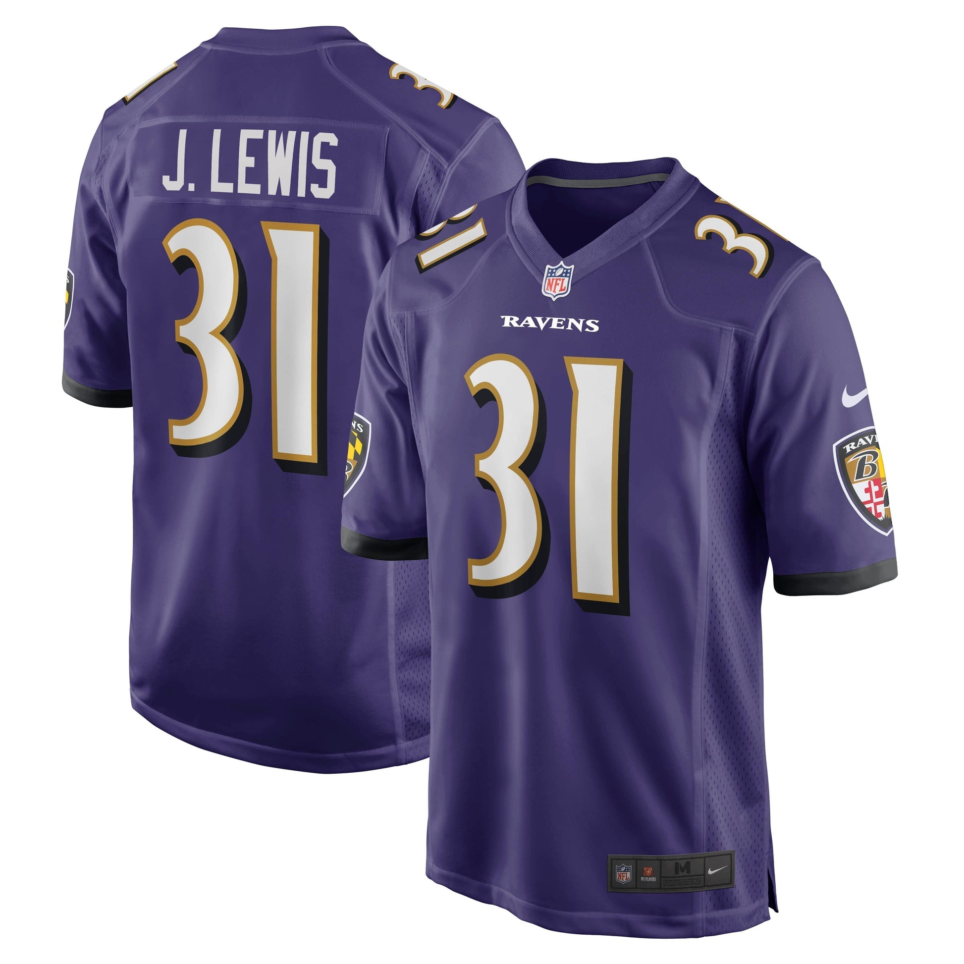 Jamal Lewis Baltimore Ravens Nike Game Retired Jersey - Purple football jersey product view 1