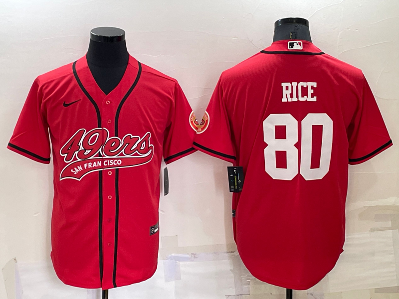 Men's San Francisco 49ers Jerry Rice #80 Red Game Jersey1 Joint Edition football jersey product view 1