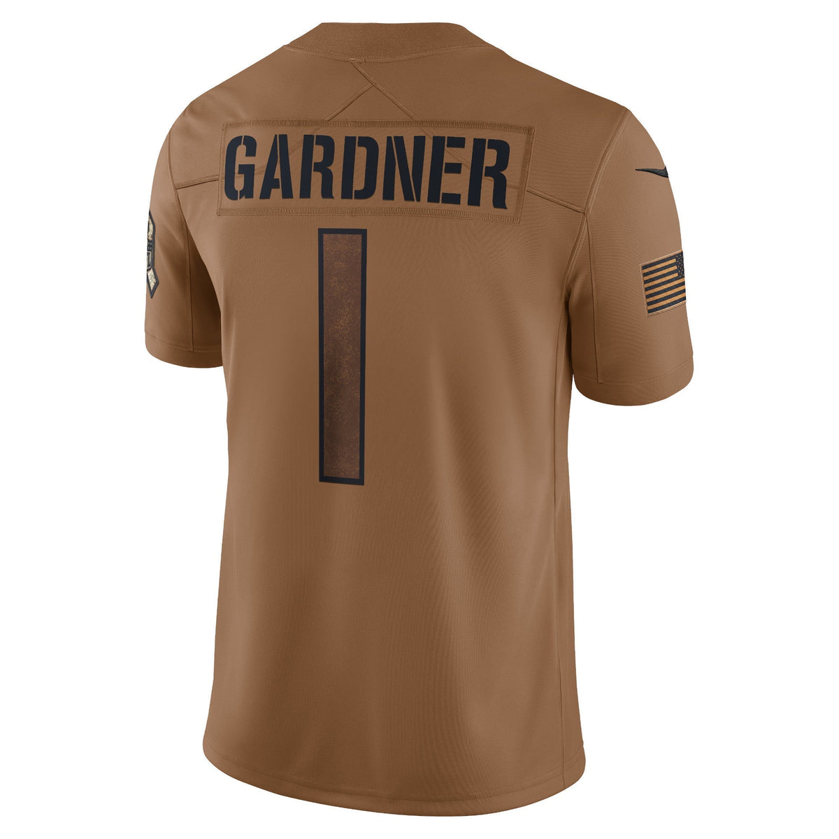 Ahmad Sauce Gardner New York Jets Nike Salute To Service Limited Jersey - Brown football jersey product view 3