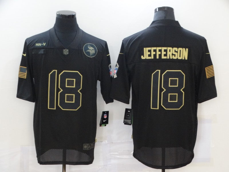 Men's Minnesota Vikings Justin Jefferson #18 Black Game Player Jersey1 football jersey product view 1