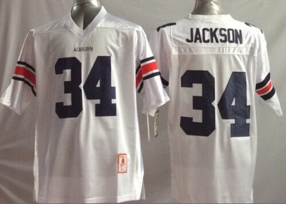 Men's Auburn Tigers Bo Jackson #34 White Player Jersey sports jersey product view 1