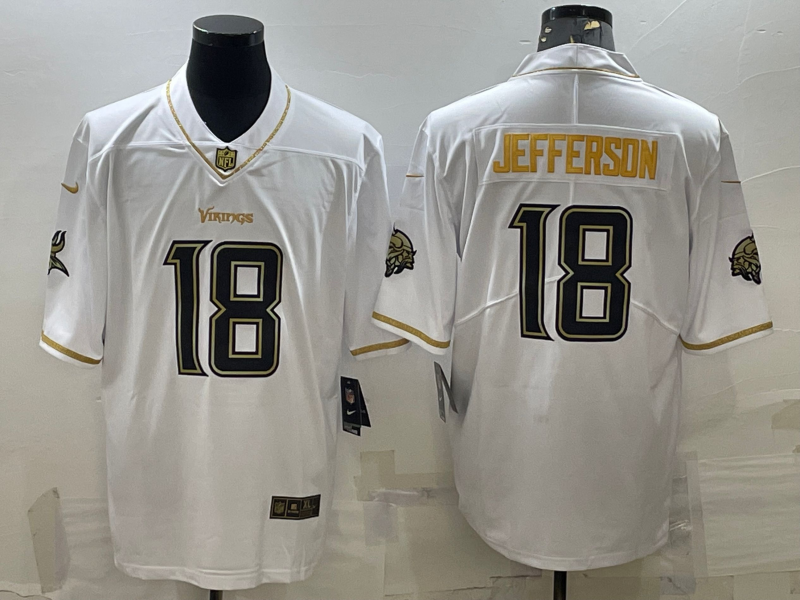 Men's Minnesota Vikings Justin Jefferson #18 White Game Jersey1 football jersey product view 1