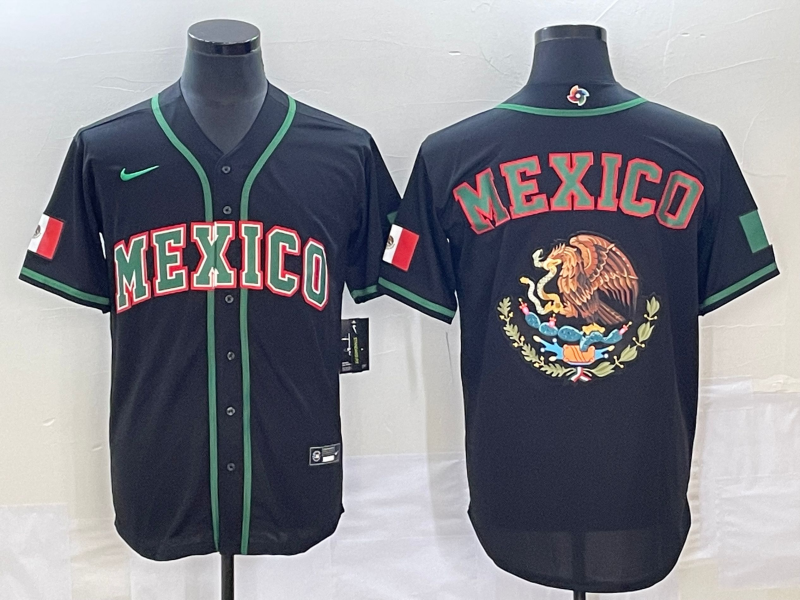 Men's 2023 World Baseball Classic Mexico Black Replica Baseball Jersey1 baseball jersey product view 1