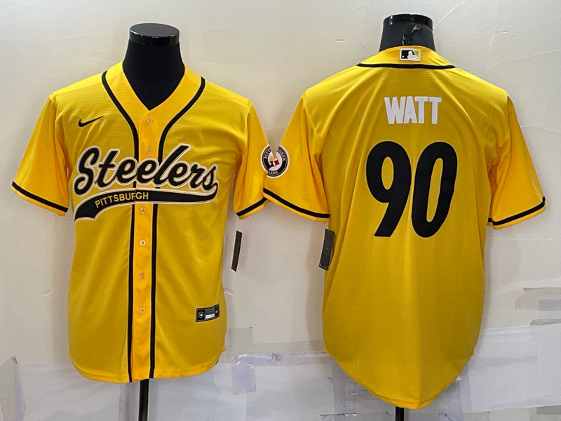 Men's Pittsburgh Steelers T.J. Watt #90 Yellow Game Jersey1 Joint edition football jersey product view 1