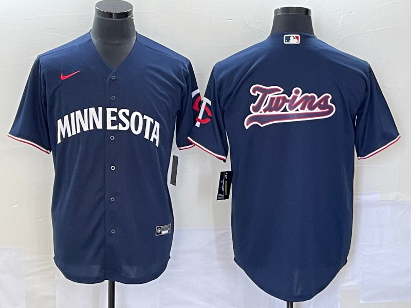 Men's Minnesota Twins Navy Alternate Replica Team Logo Jersey1 baseball jersey product view 1