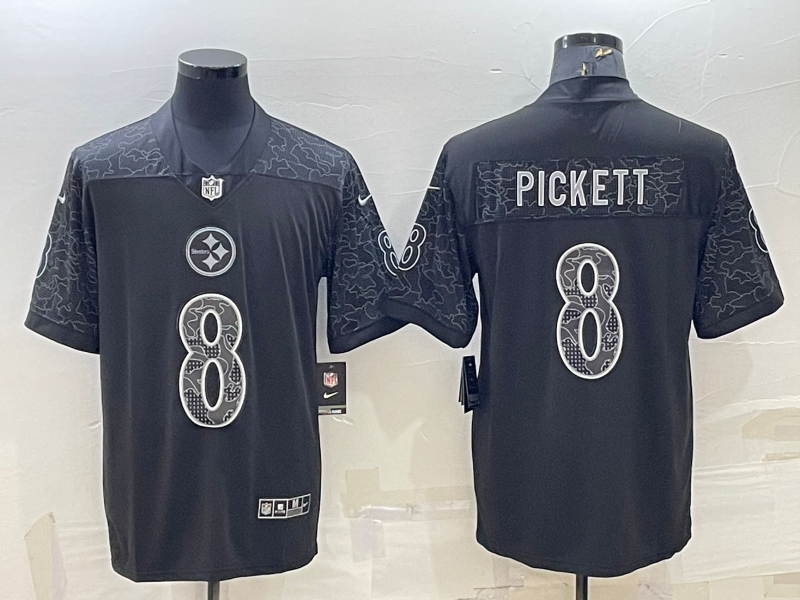 Men's Pittsburgh Steelers Kenny Pickett #8 Black Retired Player RFLCTV Limited Jersey1 football jersey product view 1
