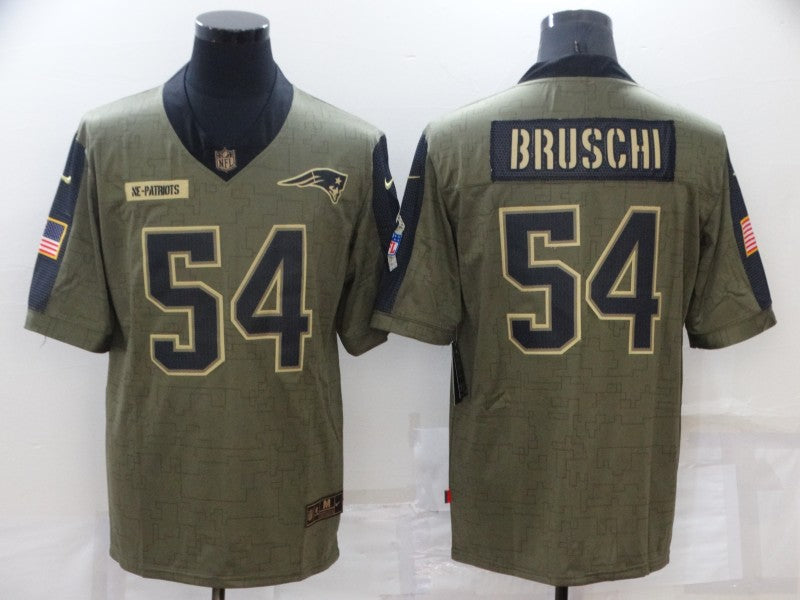 Men's New England Patriots Tedy Bruschi #54 Brown Game Jersey1 football jersey product view 1
