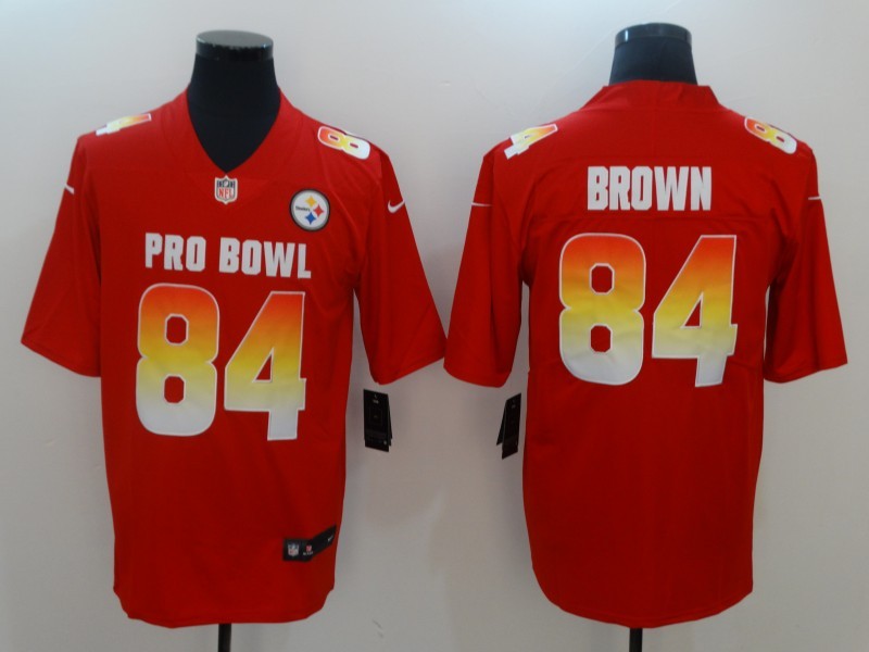 Men's Pittsburgh Steelers Antonio Brown #84 Red Player Game Jersey1 football jersey product view 1