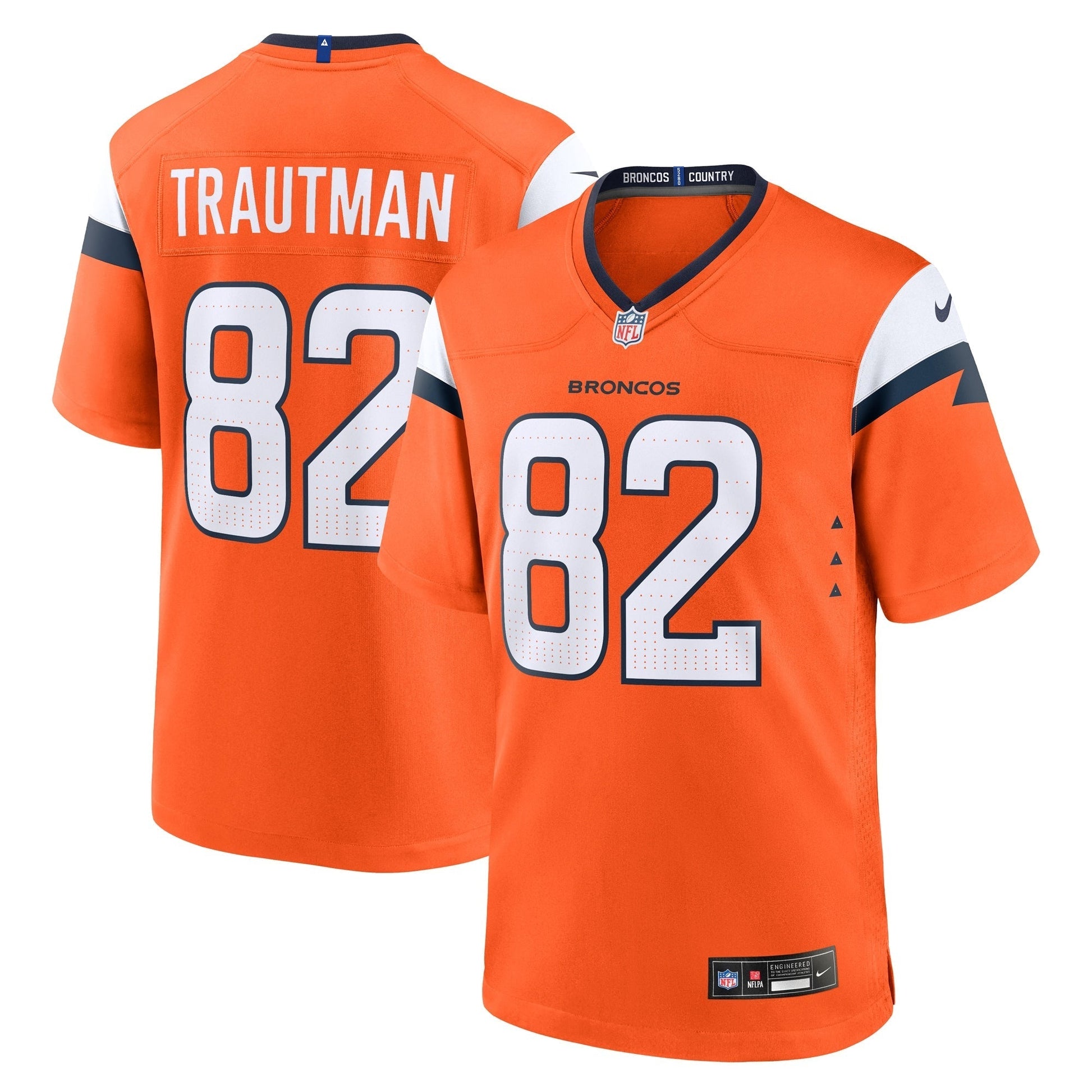 Adam Trautman Denver Broncos Nike Team Game Jersey - Orange football jersey product view 1