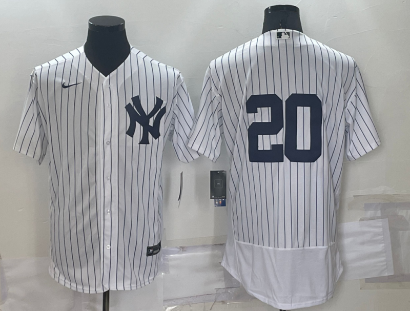 Men's New York Yankees Jorge Posada #20 White Replica Player Name Jersey1 baseball jersey product view 1