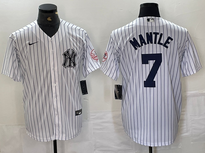Men's New York Yankees Mickey Mantle #7 White Limited Player Jersey1 baseball jersey product view 1
