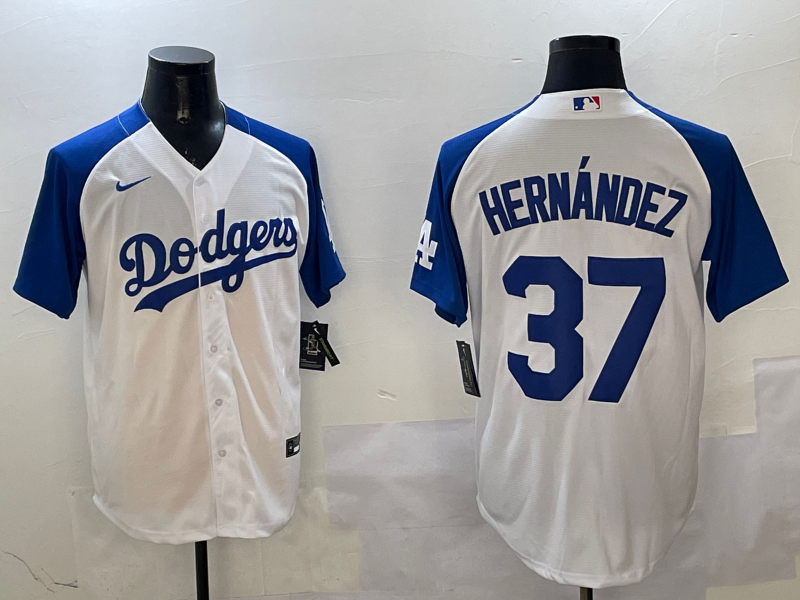 Men's Los Angeles Dodgers Teoscar Hernandez #37 White Player Jersey1 baseball jersey product view 1
