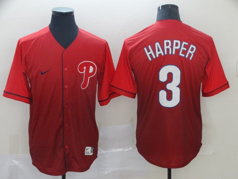 Men's Philadelphia Phillies Bryce Harper #3 Red Stitched Jersey1 baseball jersey product view 1