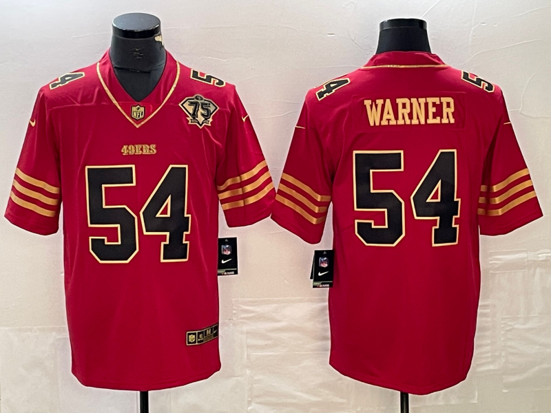 Men's San Francisco 49ers Fred Warner #54 Scarlet Player Game Jersey1 football jersey product view 1