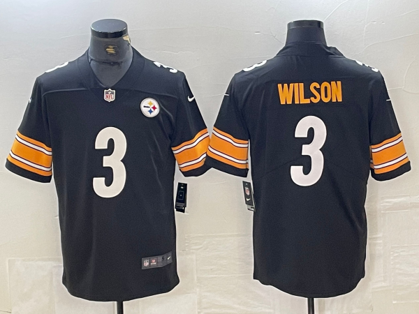 Men's Pittsburgh Steelers Russell Wilson #3 Black Game Jersey1 football jersey product view 1