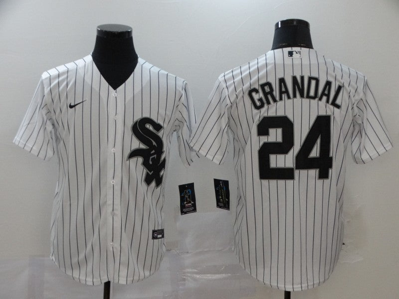 Men's Chicago White Sox Yasmani Grandal #24 White Replica Baseball Jersey1 baseball jersey product view 1