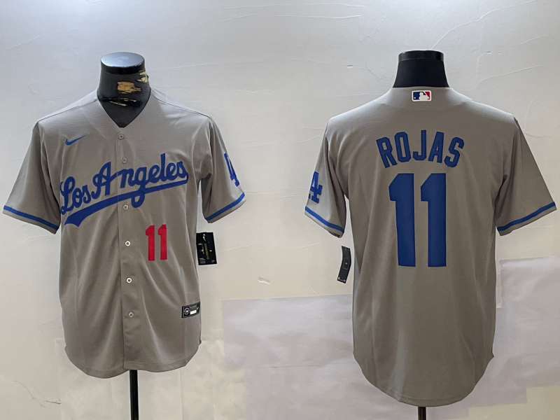 Men's Los Angeles Dodgers Miguel Rojas #11 Gray Replica Player Jersey1 baseball jersey product view 1
