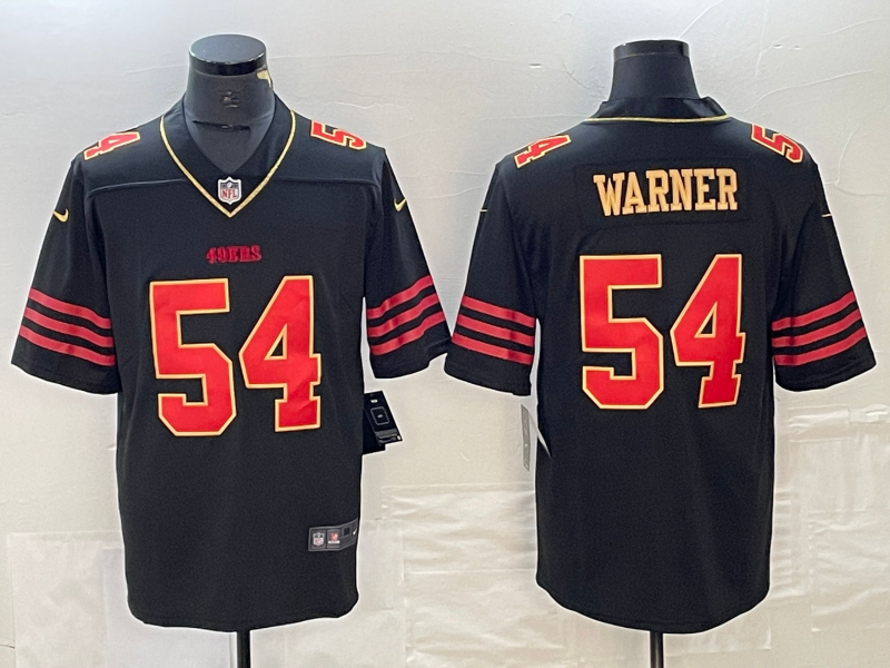 Men's San Francisco 49ers Fred Warner #54 Black Player Game Jersey1 football jersey product view 1