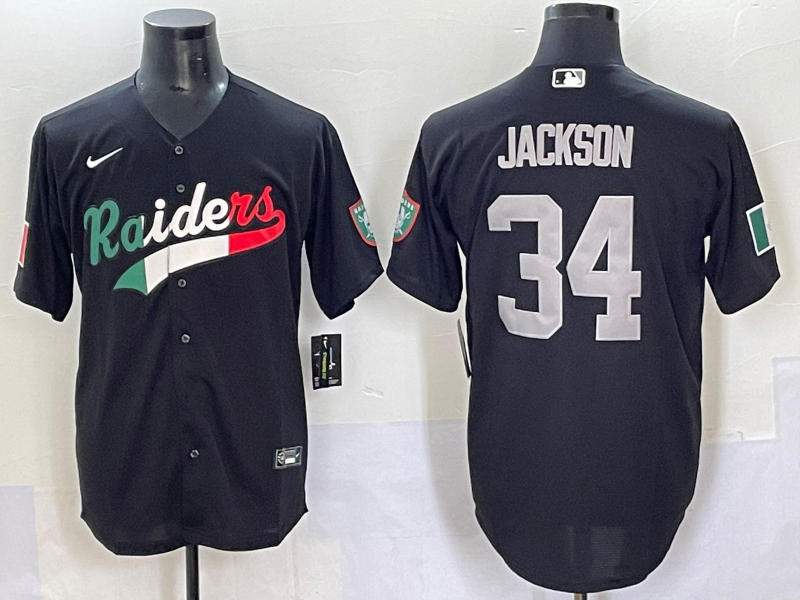 Men's Las Vegas Raiders Bo Jackson #34 Black Alternate Player Jersey football jersey product view 1
