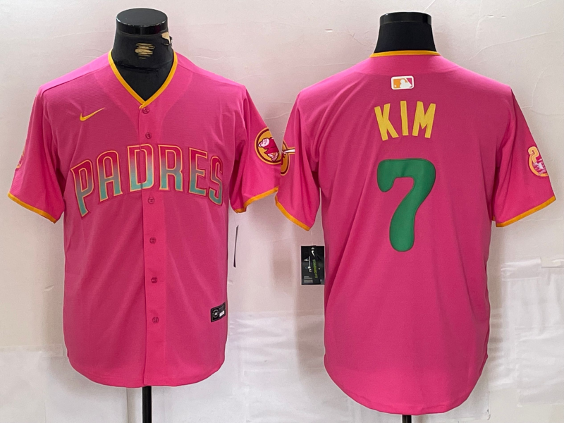 Men's San Diego Padres Ha-Seong Kim #7 Pink Replica Player Jersey baseball jersey product view 1