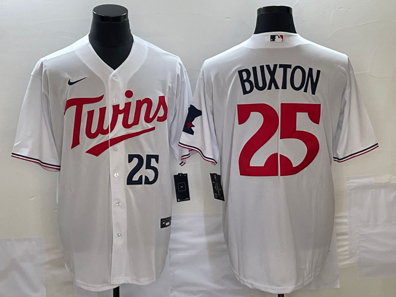 Men's Minnesota Twins Byron Buxton #25 White Home Replica Player Jersey1 baseball jersey product view 1