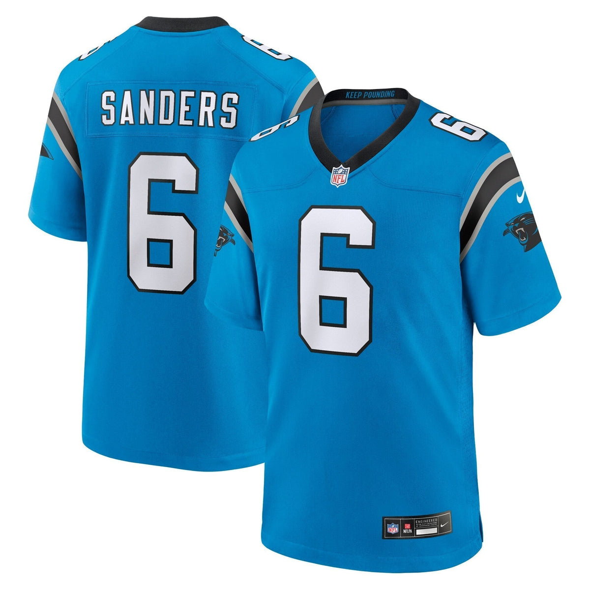 Miles Sanders Carolina Panthers Nike Team Game Jersey - Blue football jersey product view 1