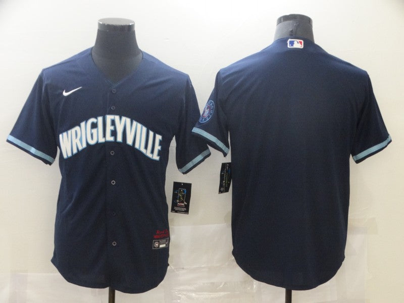 Men's Chicago Cubs Navy City Connect Replica Blank Jersey1 baseball jersey product view 1