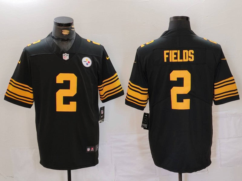 Men's Pittsburgh Steelers Justin Fields #2 Black Game Jersey1 football jersey product view 1