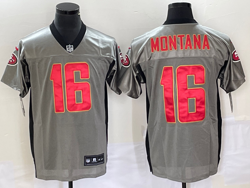 Men's San Francisco 49ers Joe Montana #16 Grey Game Jersey1 football jersey product view 1