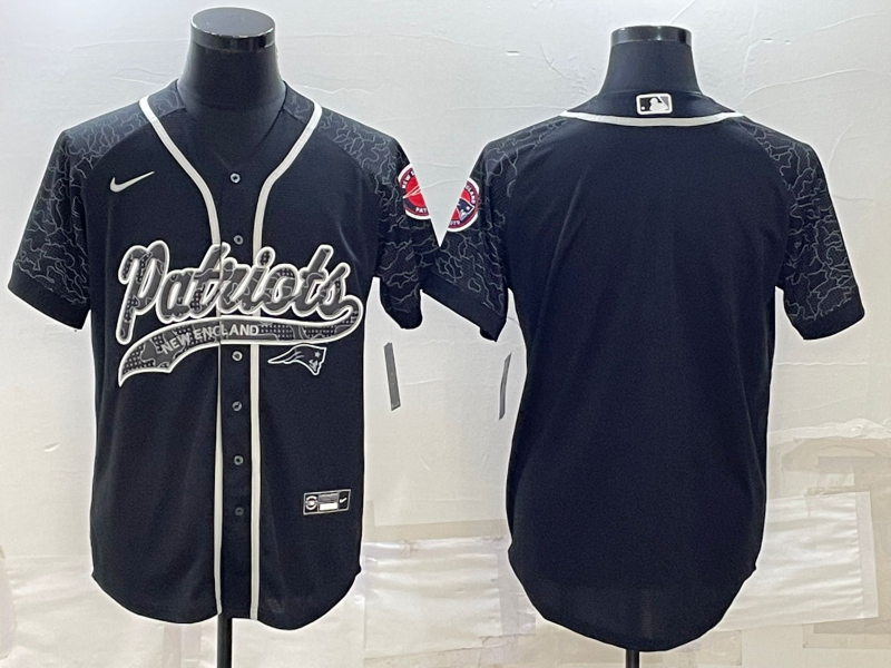 Men's New England Patriots Black RFLCTV Limited Blank Jersey1 football jersey product view 1