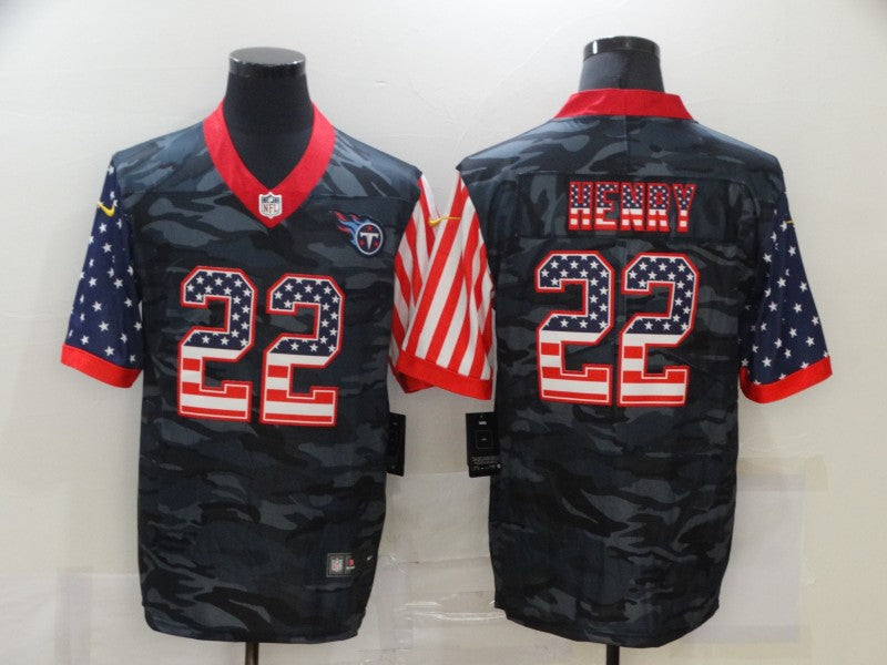 Men's Tennessee Titans Derrick Henry #22 Gray Camouflage Game Player Jersey1 football jersey product view 1