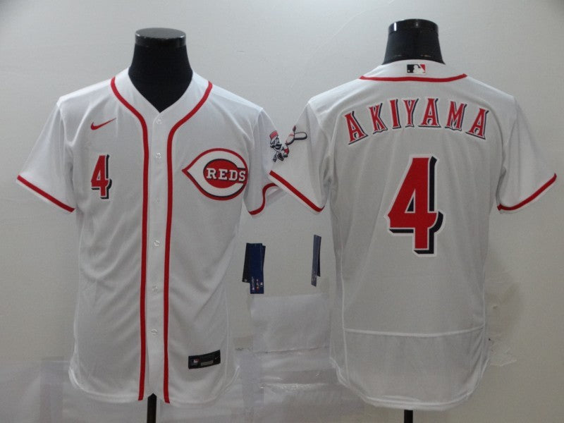 Men's Cincinnati Reds Shogo Akiyama #4 White Replica Baseball Jersey baseball jersey product view 1
