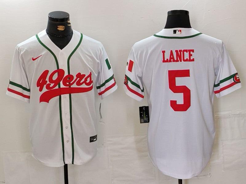 Men's San Francisco 49ers Trey Lance #5 White Game Player Jersey1 football jersey product view 1