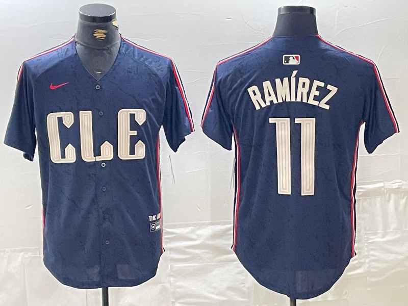 Men's Cleveland Guardians Jose Ramirez #11 Navy 2024 City Connect Limited Jersey baseball jersey product view 1