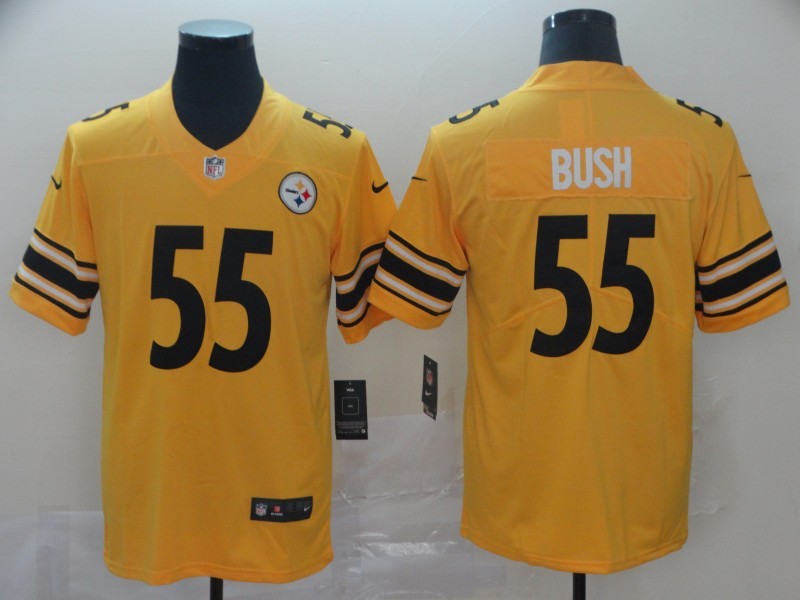 Men's Pittsburgh Steelers Devon Bush Jr. #55 Gold Inverted Team Game Jersey1 football jersey product view 1