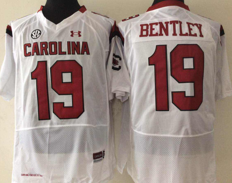 Men's South Carolina Gamecock Jake Bentley #19 White Player Game Jersey sports jersey product view 1