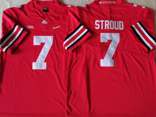 Men's Ohio State Buckeyes C.J. Stroud #7 Scarlet Player Game Jersey sports jersey product view 1