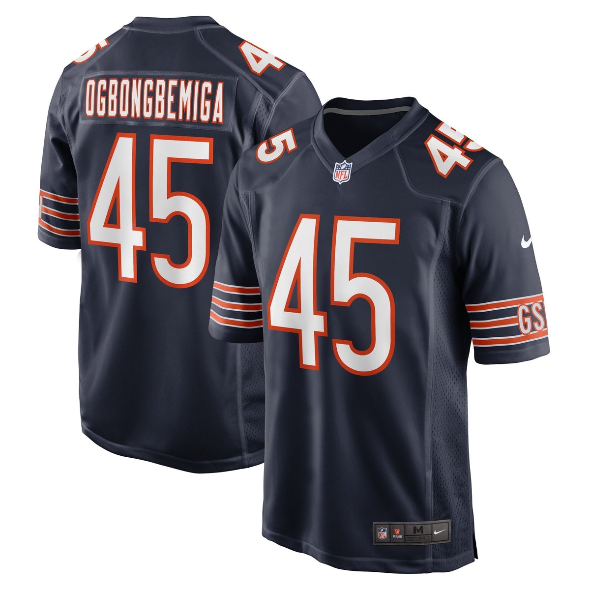 Amen Ogbongbemiga Chicago Bears Nike Game Jersey - Navy football jersey product view 1