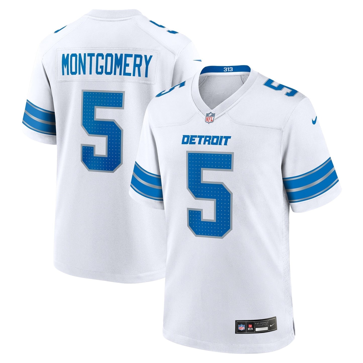 David Montgomery Detroit Lions Nike Game Jersey - White football jersey product view 1