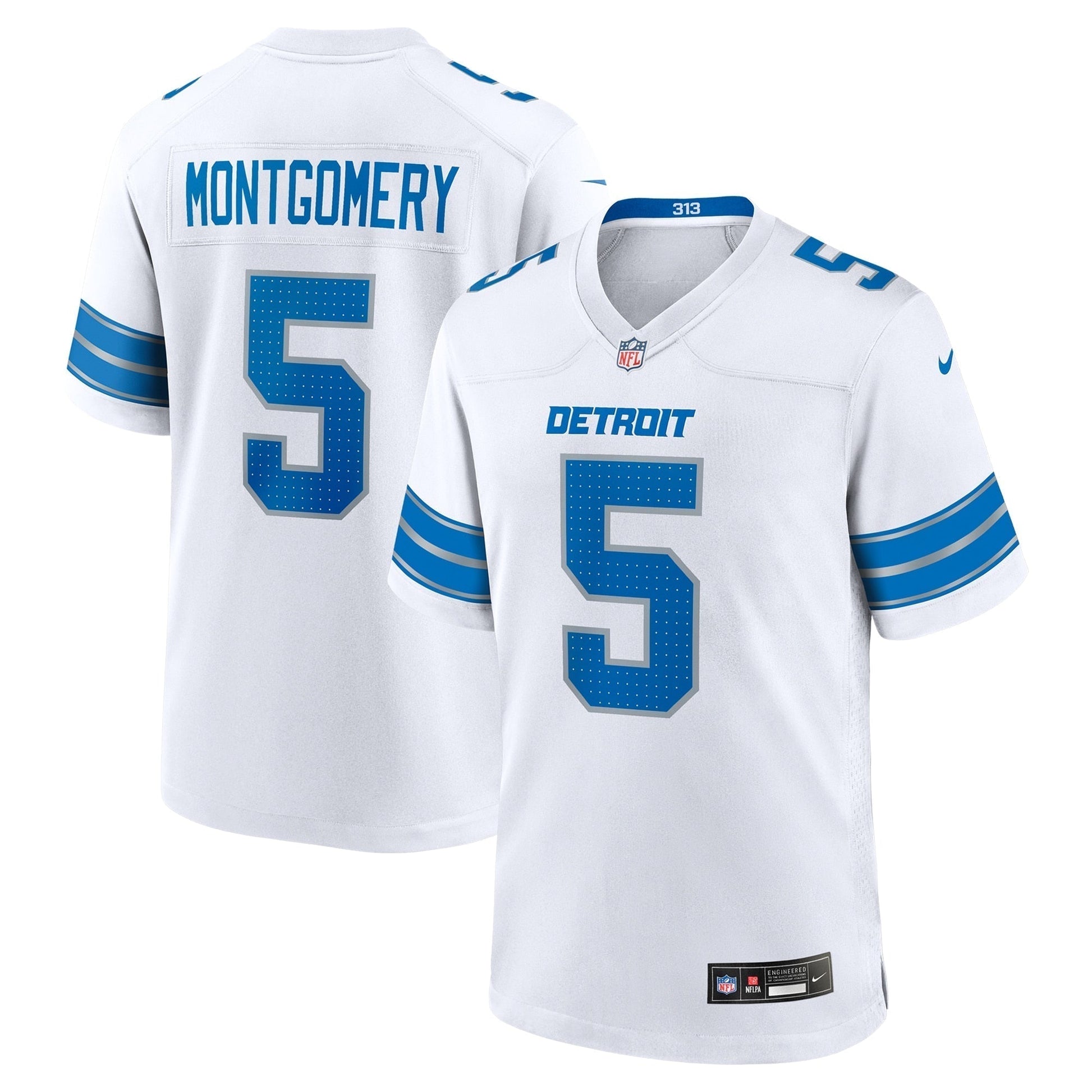 David Montgomery Detroit Lions Nike Game Jersey - White football jersey product view 1